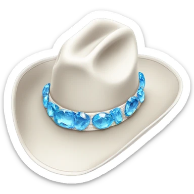 White cowgirl  hat with blue gem sticker