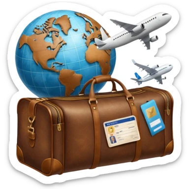 TRAVEL , travel bag , pass board, plane, glob sticker