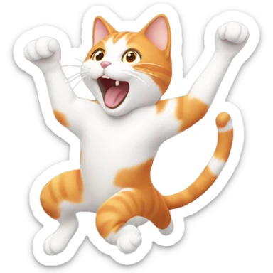 Orange and white cat jumping in the air sticker