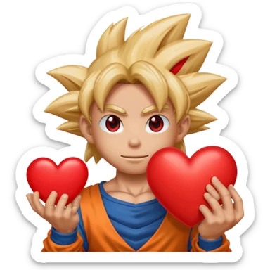 Goku holding emoji heart sticker