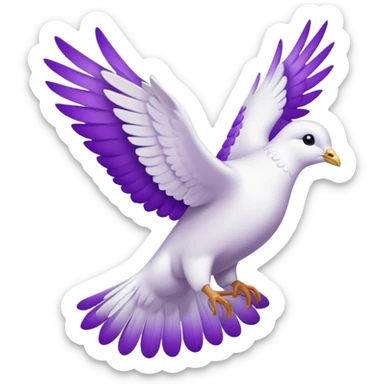 White and purple dove flying towards heaven  sticker