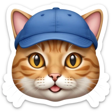 Cat with ball cap sticker