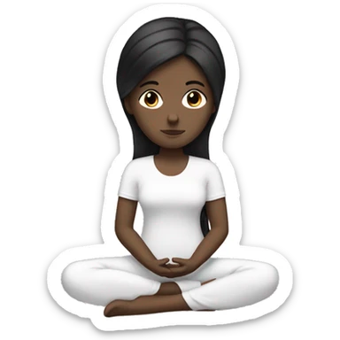 White girl with black hair in meditation sticker
