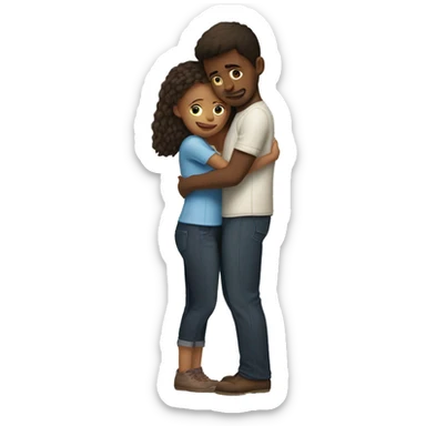 a short girl and a tall boy hug sticker