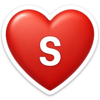 Love heart in red color and center s letter only sticker