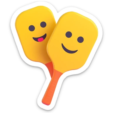 pickleball paddle and ball, 3D emoji style sticker