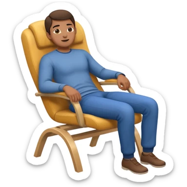Person arching their back in a chair sticker