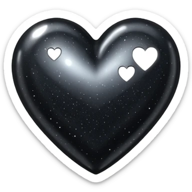 black sparkling heart sticker