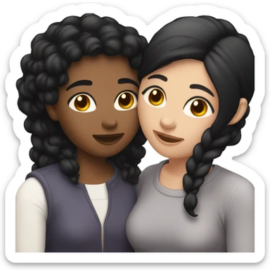 Lesbians with black hair and white skin in love with eachother sticker
