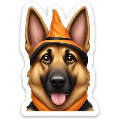 German Shepard with a Halloween costume on sticker