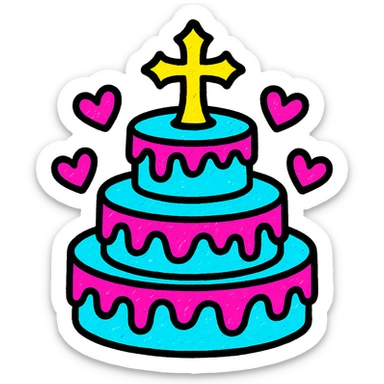 gothic cake, pop colors style sticker