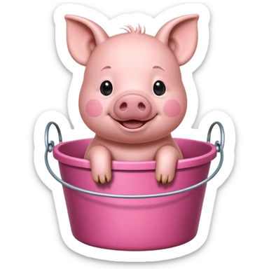 Pig sitting in a bucket sticker