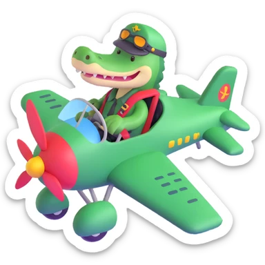 Crocodile pilot in an airplane sticker