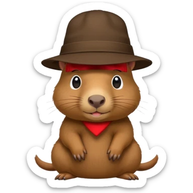 baby capypara wearing hat sticker