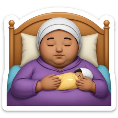 Hijabi with obese brown man asleep in bed sticker
