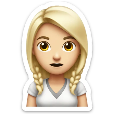 angry white girl showing disapproval with a hand in front of her  sticker