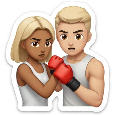 A guy and a girl are fighting sticker
