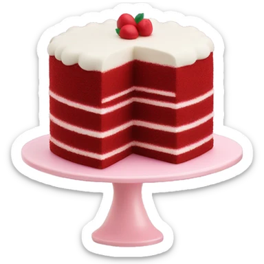 Kawaii red velvet cake  with layers and frosting  sticker