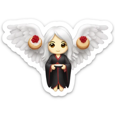 angel holding japanese maki with vampire on the side sticker