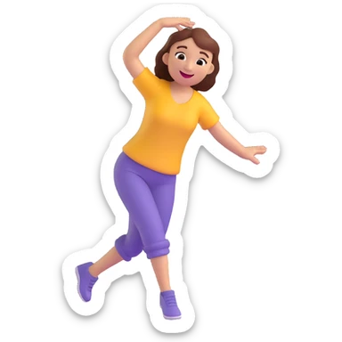 person dancing, cheerful expression, 3D emoji style sticker