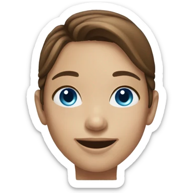 smiling girl with brown hair, blue eyes sticker