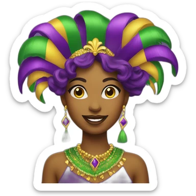 Mardi gras girl sticker