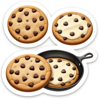 Chocolate chip cookie and cream in a skillet  sticker