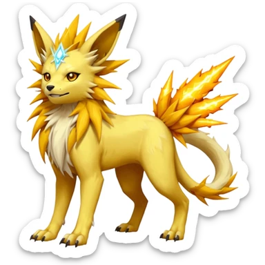 Feral Solgaleo-Jolteon-Vernid-fusion-hybrid-creature, full body  sticker