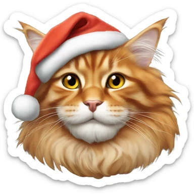 orange maine coon wearing santa hat sticker