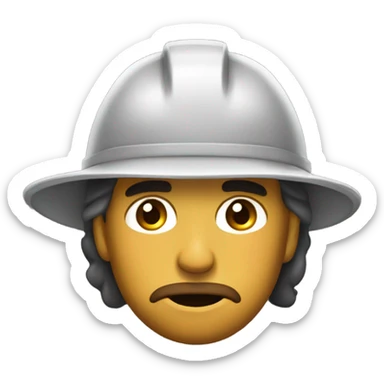 minero con casco con la cara triste sticker