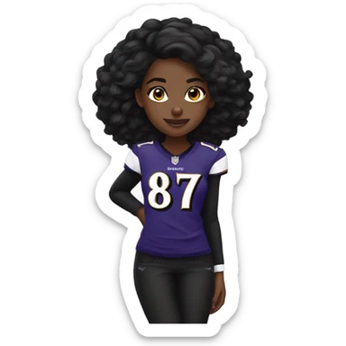 Black girl wearing Baltimore Ravens clothes sticker
