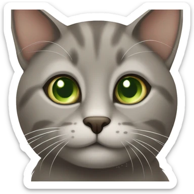 long-haired brown-gray cat with green eyes sticker