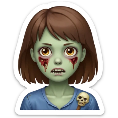 zombie girl with brown hair side bangs emoji sticker