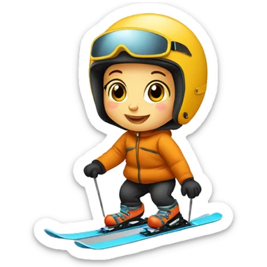 Baby skiing sticker