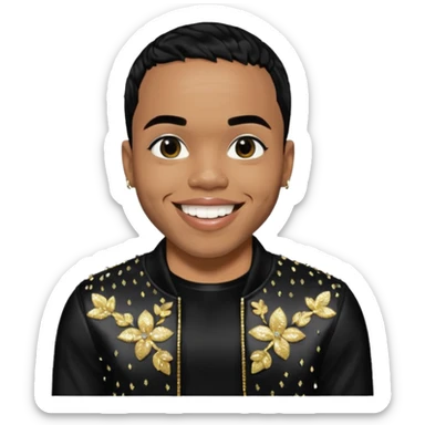 Anderson Paak with black hair, black sequin outfit sticker
