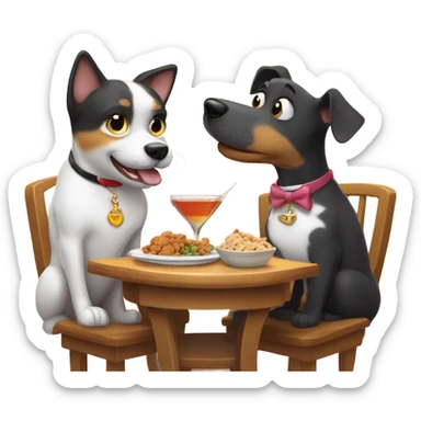 Dog and cat on a date sticker