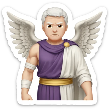 Angry older white male Italian angel no real face sticker