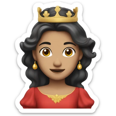 Princess- Fair skin- Long dark hair- crown- red dress  sticker