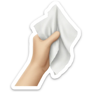 Pale hand holding a tissue sticker