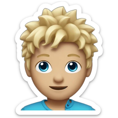 boy with blond, spiked hairs, blue eyes and lenses in memoji style sticker