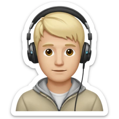 blonde man wearing headphones sticker