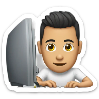 CR7 usando una computadora  sticker