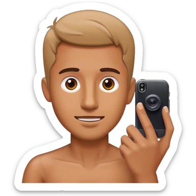 man recording with phone camera sticker