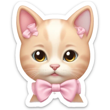 Pastel pink kitten with bow sticker