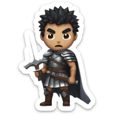 angry berserk guts carrying a huge sword on his shoulder sticker