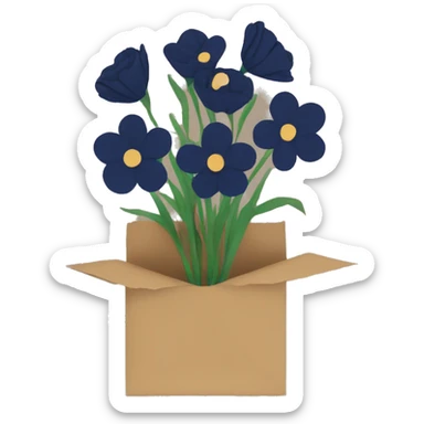 navy flowers with brown paper wrap sticker