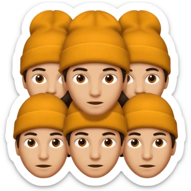 a person with multiple heads like a hydra, wearing beanies sticker