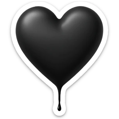 black ink blob heart emoji, isolated on white background, grunge, like pen stroke, flat sticker