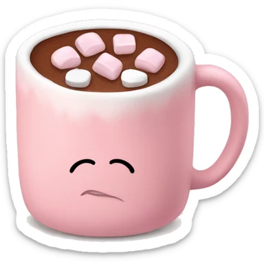 Light Pink mug of hot chocolate with marshmallows  sticker