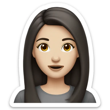 Generate emojis of an IT girl with dark hair and pale skin. With brown eyes sticker